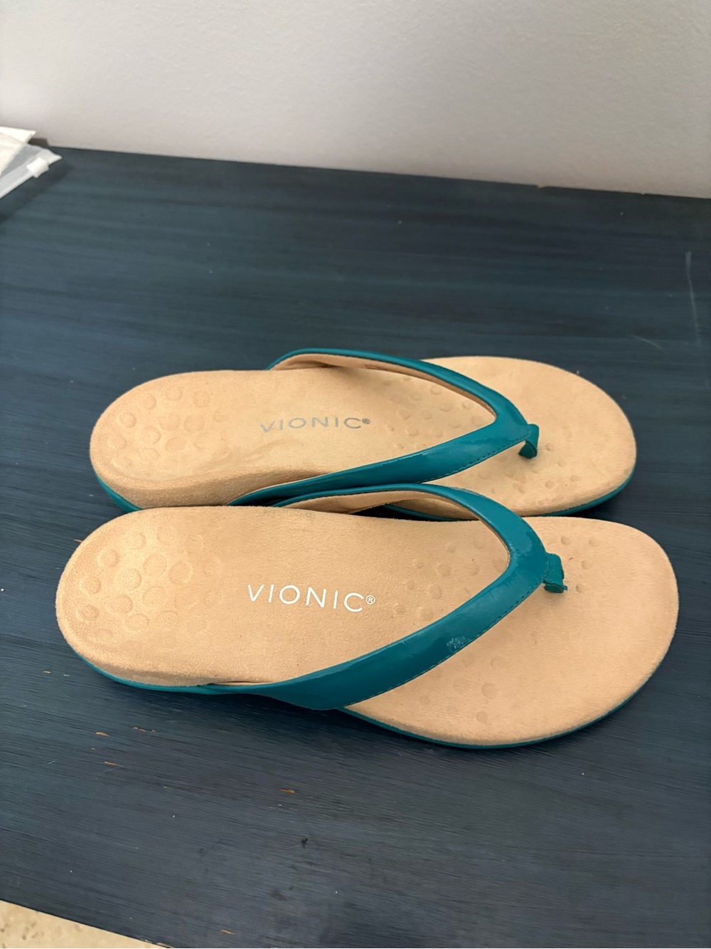 Vionic Teal Women's Thong Sandals with Supportive Footbed